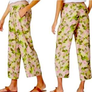 J Jill Love Line Orchid Sprig Floral Print Linen Pants size 4x